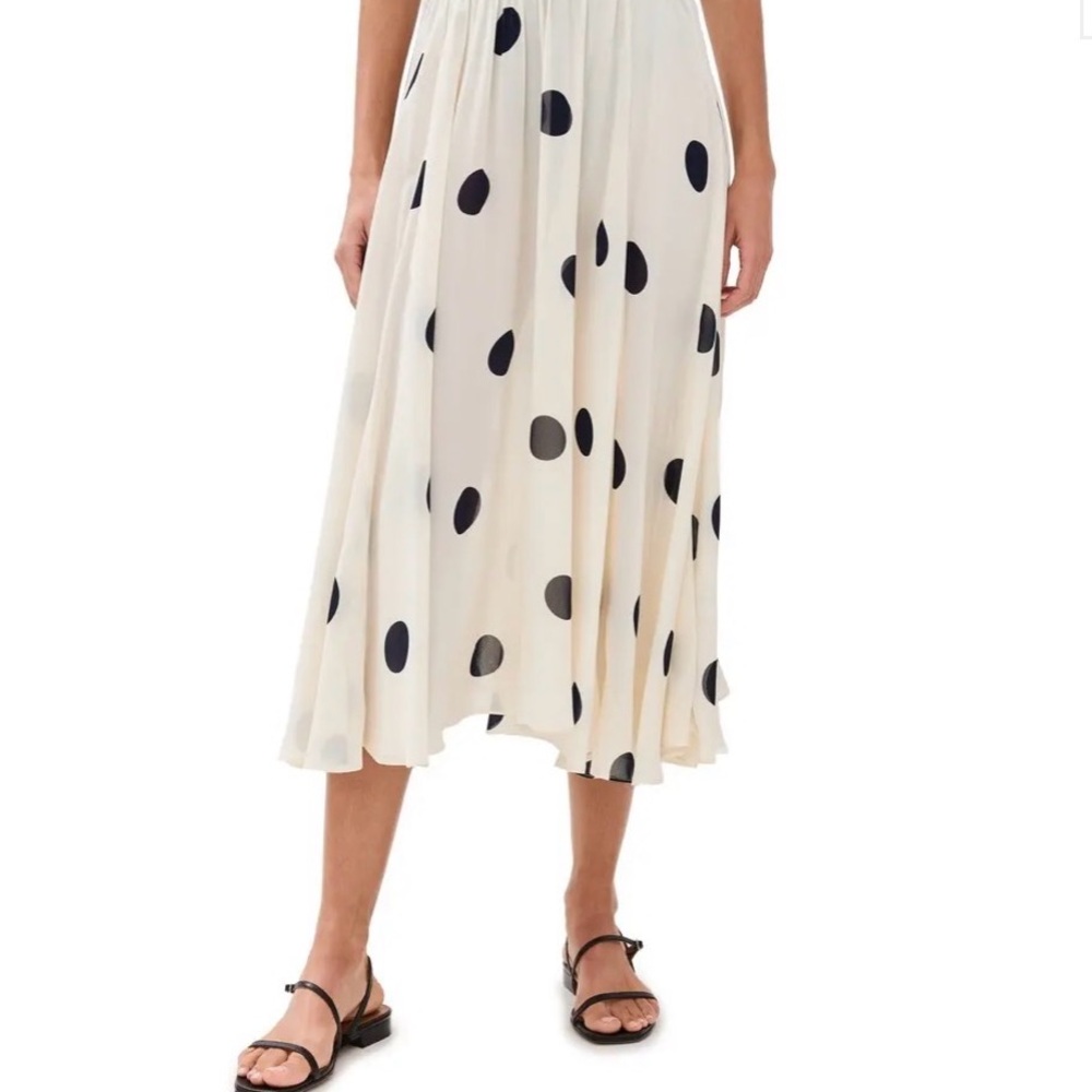 Reformation Libby Cream and Black Polka Dot A-Line Skirt